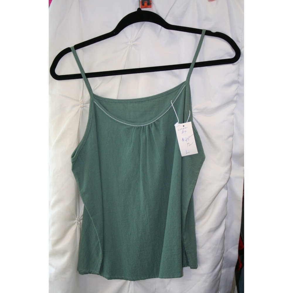 Armani Exchange Womens Sage Green Linen Blend Camisole Tank Top Large AX